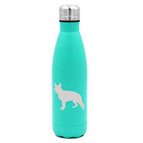 MIP Brand 17 oz. Double Wall Vacuum Insulated Stainless Steel Water Bottle Travel Mug Cup German Shepherd (Light-Blue)