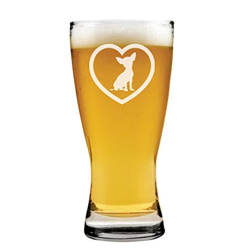 15 oz Beer Pilsner Glass Chihuahua Heart