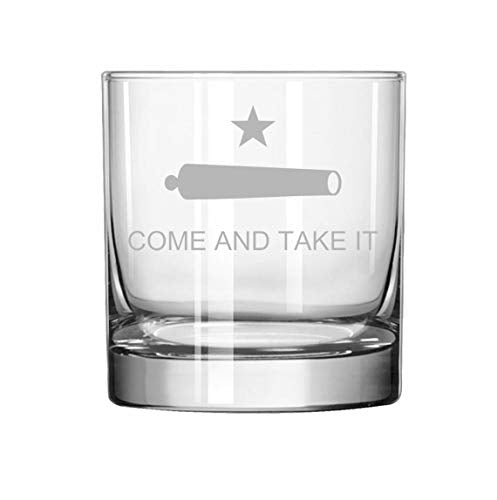 11 oz Rocks Whiskey Highball Glass Texas Come And Take It Flag