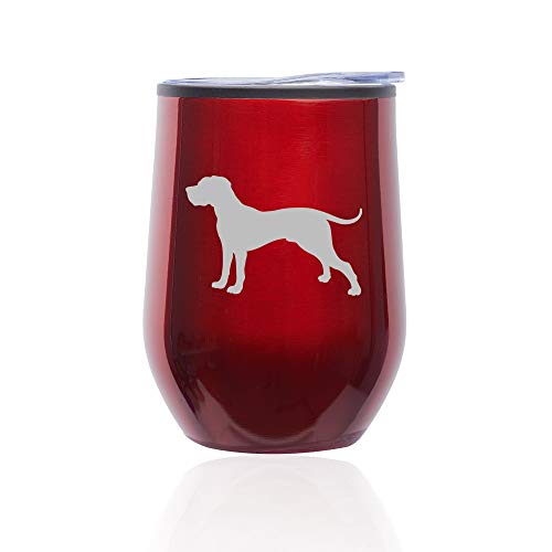 Stemless Wine Tumbler Coffee Travel Mug Glass With Lid Great Dane (Red)