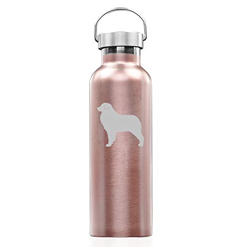 Rose Gold Double Wall Vacuum Insulated Stainless Steel Tumbler Travel Mug Australian Shepherd (25 oz Water Bottle)