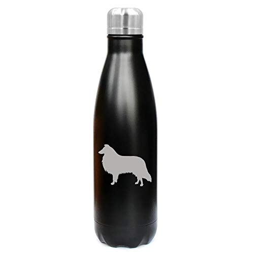 MIP Brand 17 oz. Double Wall Vacuum Insulated Stainless Steel Water Bottle Travel Mug Cup Collie (Black)