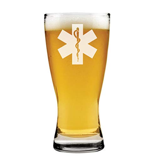 15 oz Beer Pilsner Glass Star of Life EMT Paramedic