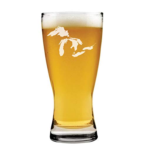 15 oz Beer Pilsner Glass Great Lakes Michigan