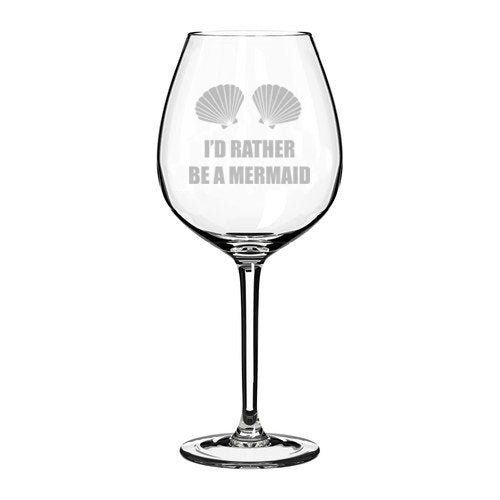 Wine Glass Goblet Sea Shells I'd Rather Be A Mermaid (20 oz Jumbo),MIP