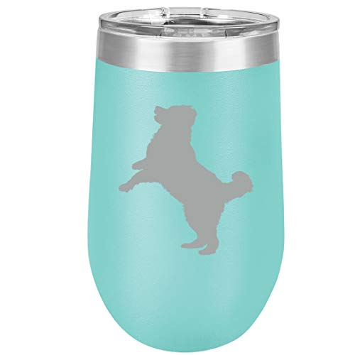 16 oz Double Wall Vacuum Insulated Stainless Steel Stemless Wine Tumbler Glass Coffee Travel Mug With Lid Bernese Mountain Dog (Teal)