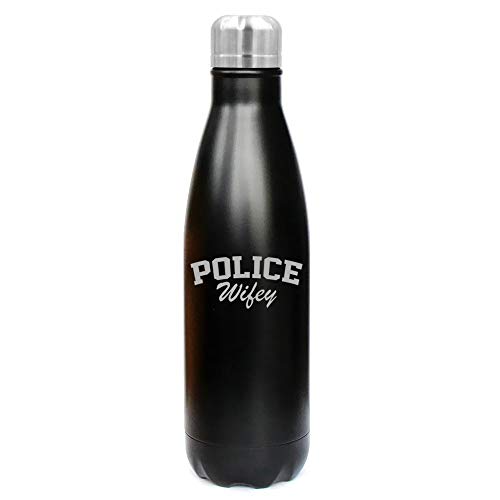 MIP Brand 17 oz. Double Wall Vacuum Insulated Stainless Steel Water Bottle Travel Mug Cup Police Wifey (Black)