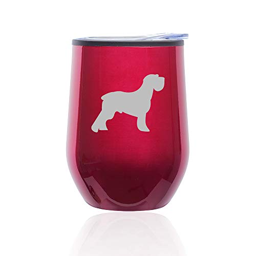 Stemless Wine Tumbler Coffee Travel Mug Glass With Lid Schnauzer (Fuchsia)