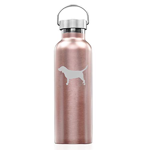 Rose Gold Double Wall Vacuum Insulated Stainless Steel Tumbler Travel Mug Beagle (25 oz Water Bottle)