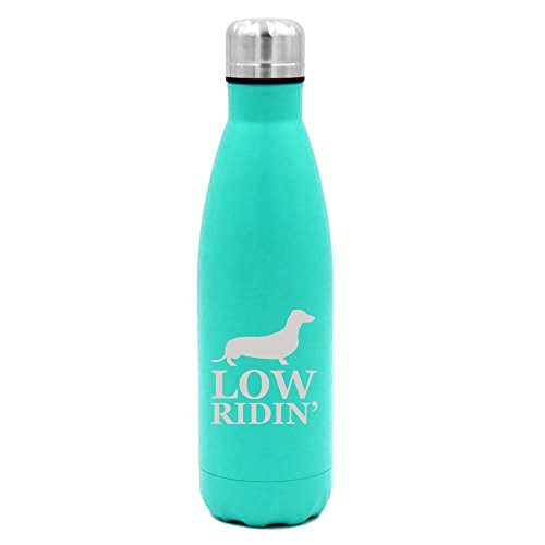 17 oz. Double Wall Vacuum Insulated Stainless Steel Water Bottle Travel Mug Cup Low Ridin' Dachshund (Light-Blue)