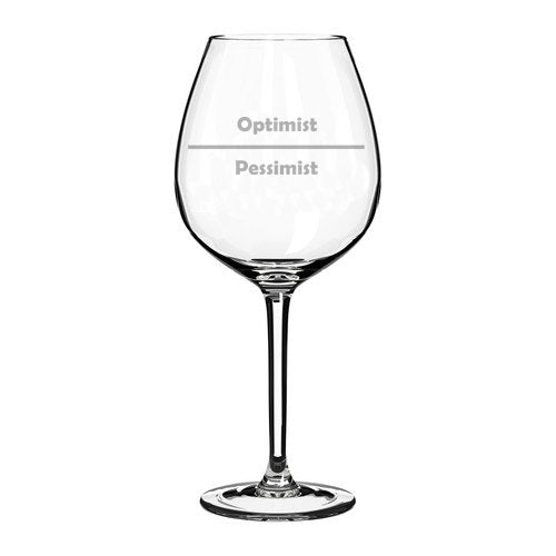 20 oz Jumbo Wine Glass Funny Optimist Pessimist,MIP