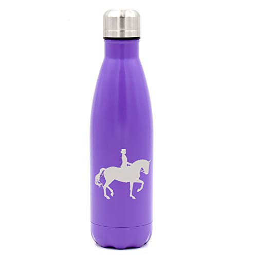 MIP Brand 17 oz. Double Wall Vacuum Insulated Stainless Steel Water Bottle Travel Mug Cup Dressage Horse with Rider (Purple)