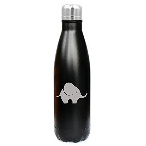 17 oz. Double Wall Vacuum Insulated Stainless Steel Water Bottle Travel Mug Cup Baby Elephant (Black)