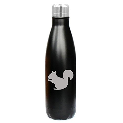 17 oz. Double Wall Vacuum Insulated Stainless Steel Water Bottle Travel Mug Cup Squirrel (Black)