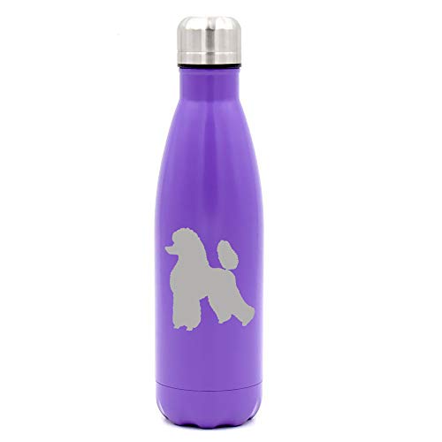 MIP Brand 17 oz. Double Wall Vacuum Insulated Stainless Steel Water Bottle Travel Mug Cup Poodle (Purple)