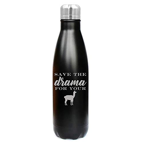 MIP Brand 17 oz. Double Wall Vacuum Insulated Stainless Steel Water Bottle Travel Mug Cup Save The Drama for Your Llama (Black)