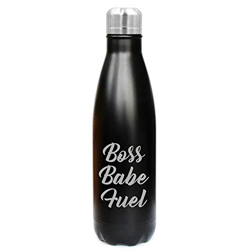 MIP Brand 17 oz. Double Wall Vacuum Insulated Stainless Steel Water Bottle Travel Mug Cup Boss Babe Fuel (Black)