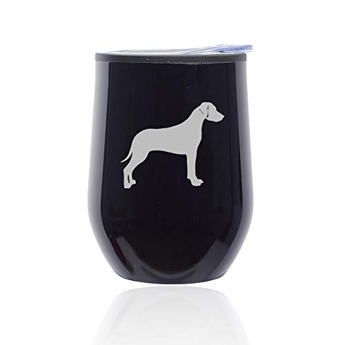 Stemless Wine Tumbler Coffee Travel Mug Glass With Lid Rhodesian Ridgeback (Midnight Black)