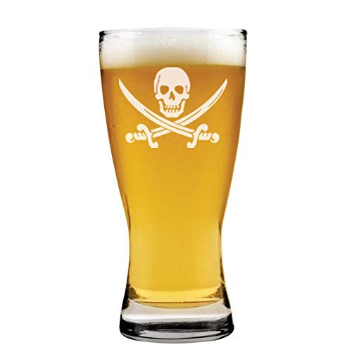 15 oz Beer Pilsner Glass Jolly Roger Pirate