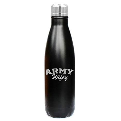 MIP Brand 17 oz. Double Wall Vacuum Insulated Stainless Steel Water Bottle Travel Mug Cup Army Wifey (Black)