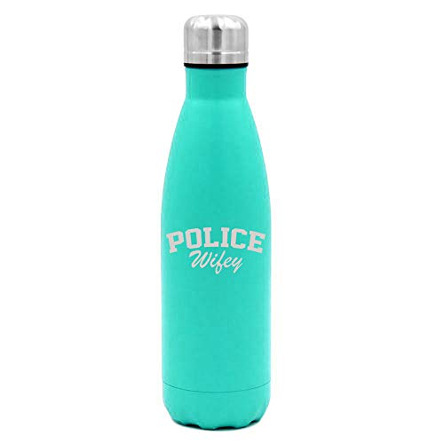 MIP Brand 17 oz. Double Wall Vacuum Insulated Stainless Steel Water Bottle Travel Mug Cup Police Wifey (Light-Blue)