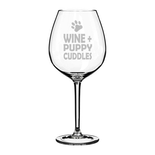 Wine Glass Goblet Wine Plus Puppy Cuddles (20 oz Jumbo)