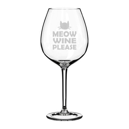 Wine Glass Goblet Funny Cat Meow Wine Please (20 oz Jumbo)
