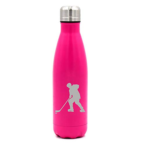 MIP Brand 17 oz. Double Wall Vacuum Insulated Stainless Steel Water Bottle Travel Mug Cup Hockey Player (Pink)