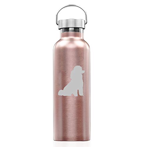 Rose Gold Double Wall Vacuum Insulated Stainless Steel Tumbler Travel Mug Miniature Poodle Toy Poodle (25 oz Water Bottle)