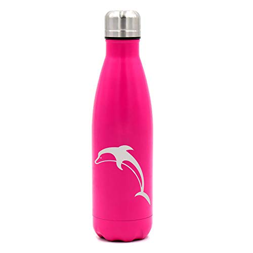 MIP Brand 17 oz. Double Wall Vacuum Insulated Stainless Steel Water Bottle Travel Mug Cup Dolphin (Pink)