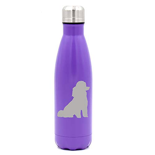 MIP Brand 17 oz. Double Wall Vacuum Insulated Stainless Steel Water Bottle Travel Mug Cup Miniature Poodle Toy Poodle (Purple)