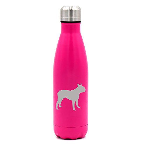 17 oz. Double Wall Vacuum Insulated Stainless Steel Water Bottle Travel Mug Cup Boston Terrier (Pink)