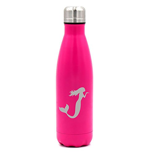 17 oz. Double Wall Vacuum Insulated Stainless Steel Water Bottle Travel Mug Cup Mermaid (Pink)