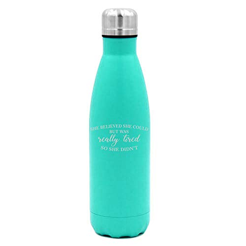 MIP Brand 17 oz. Double Wall Vacuum Insulated Stainless Steel Water Bottle Travel Mug Cup She Believed She Could But was Really Tired So She Didn't Funny (Light-Blue)