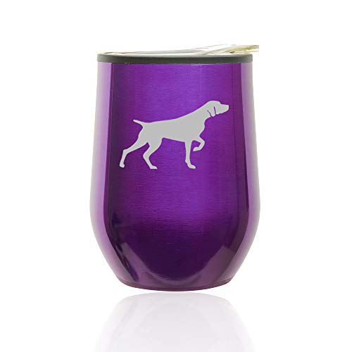 Stemless Wine Tumbler Coffee Travel Mug Glass With Lid German Shorthaired Pointer (Royal Purple)