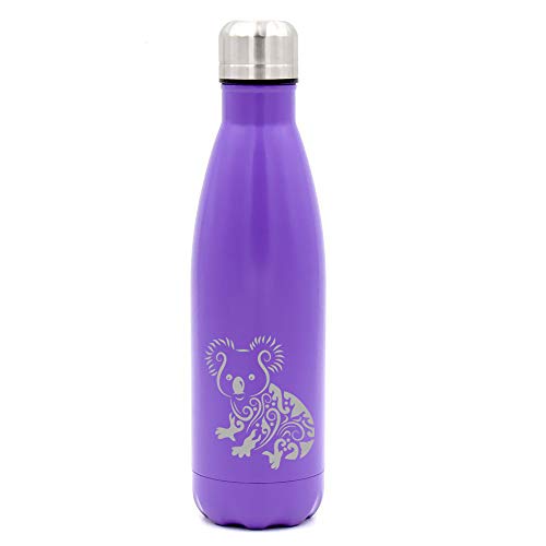 17 oz. Double Wall Vacuum Insulated Stainless Steel Water Bottle Travel Mug Cup Fancy Koala Bear (Purple)