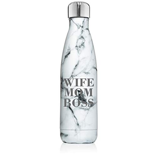 17 oz. Double Wall Vacuum Insulated Stainless Steel Water Bottle Travel Mug Cup Wife Mom Boss