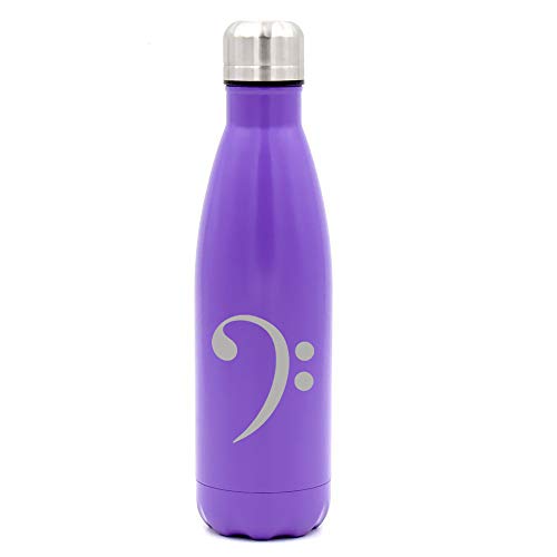 MIP Brand 17 oz. Double Wall Vacuum Insulated Stainless Steel Water Bottle Travel Mug Cup Bass Clef (Purple)