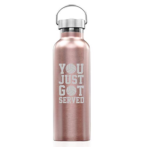 Rose Gold Double Wall Vacuum Insulated Stainless Steel Tumbler Travel Mug You Just Got Served Volleyball (25 oz Water Bottle)