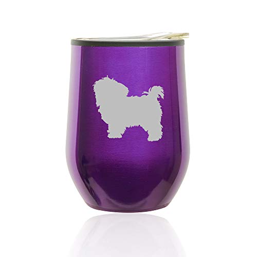 Stemless Wine Tumbler Coffee Travel Mug Glass With Lid Maltese (Royal Purple)