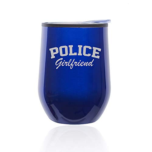 Stemless Wine Tumbler Coffee Travel Mug Glass With Lid Police Girlfriend
