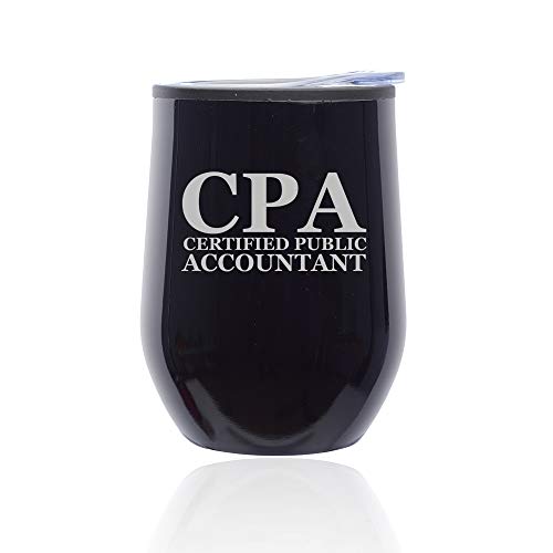 Stemless Wine Tumbler Coffee Travel Mug Glass With Lid CPA Certified Public Accountant (Midnight Black)