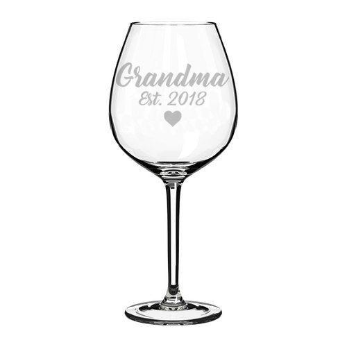 Wine Glass Goblet Grandma Grandmother Est 2018 (20 oz Jumbo)