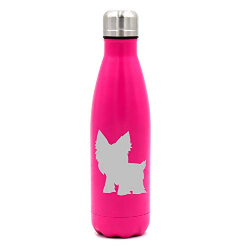 MIP Brand 17 oz. Double Wall Vacuum Insulated Stainless Steel Water Bottle Travel Mug Cup Yorkie (Pink)