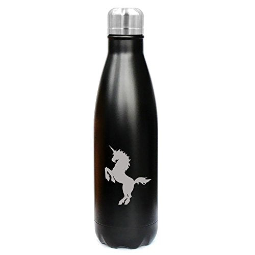 17 oz. Double Wall Vacuum Insulated Stainless Steel Water Bottle Travel Mug Cup Unicorn (Black)