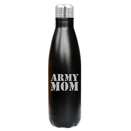 17 oz. Double Wall Vacuum Insulated Stainless Steel Water Bottle Travel Mug Cup Army Mom (Black)