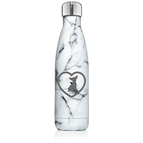 MIP Brand 17 oz. Double Wall Vacuum Insulated Stainless Steel Water Bottle Travel Mug Cup Chihuahua Heart