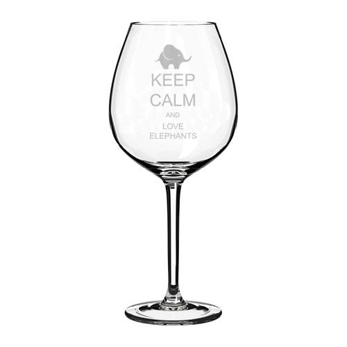 Wine Glass Goblet Keep Calm and Love Elephants (20 oz Jumbo),MIP