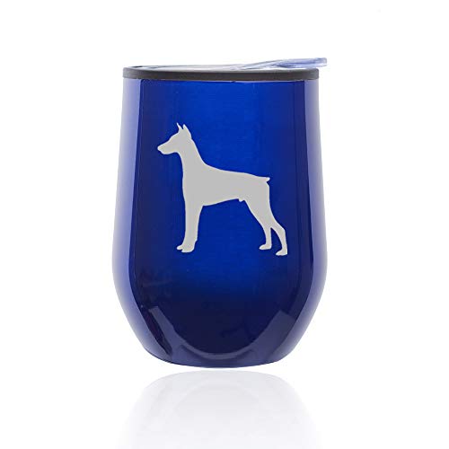 Stemless Wine Tumbler Coffee Travel Mug Glass With Lid Doberman