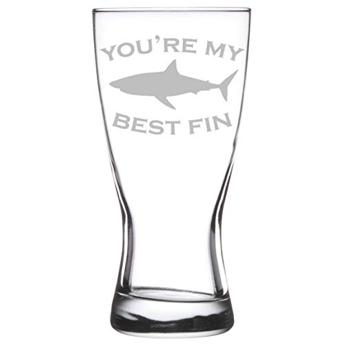 15 oz Beer Pilsner Glass You're My Best Fin Friend Shark